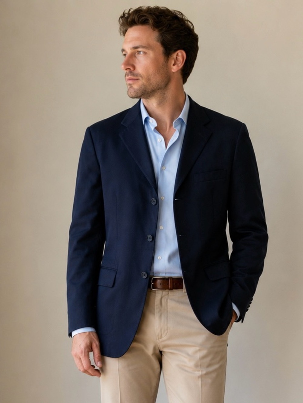 Burberry London Men’s Blazer Navy Vintage 3 Button Wool Cashmere Size 46 XLG